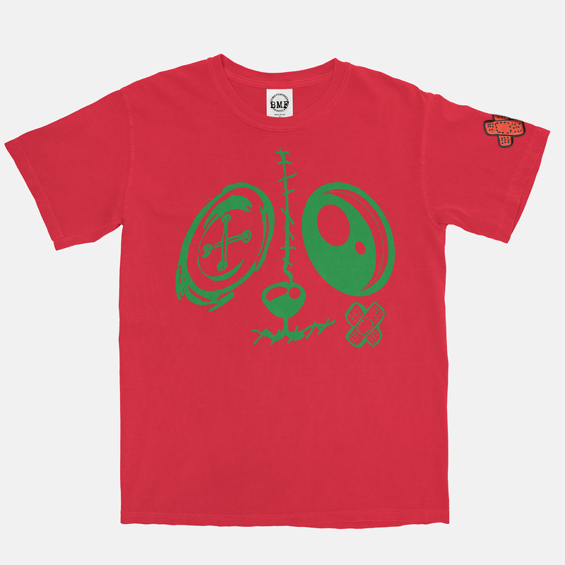 Jordan 1 Lucky Green Red BMF Bunny Face Vintage Wash Heavyweight T-Shirt