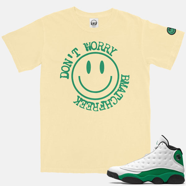 Jordan 13 Lucky Green BMF Smiley Pigment Dyed Vintage Wash Heavyweight T-Shirt
