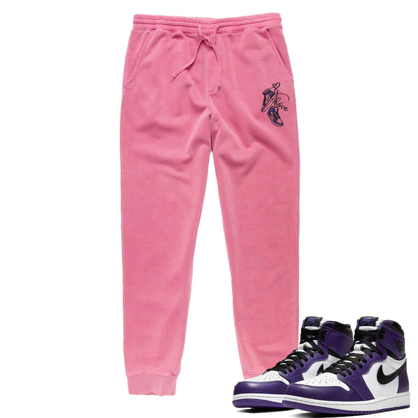 Jordan 1 Purple Court Valentine Embroidered BMF Pigment Dyed Joggers