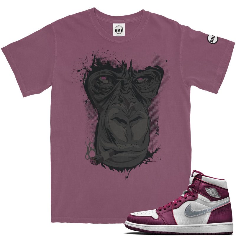 Jordan 1 Bordeaux Smoking Gorilla Vintage Wash Heavyweight T-Shirt