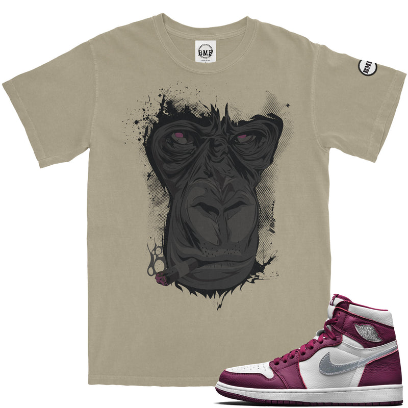 Jordan 1 Bordeaux Smoking Gorilla Vintage Wash Heavyweight T-Shirt
