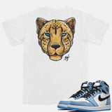 Jordan 1 University Blue Embroidered BMF Leopard Head Vintage Wash Heavyweight T-Shirt