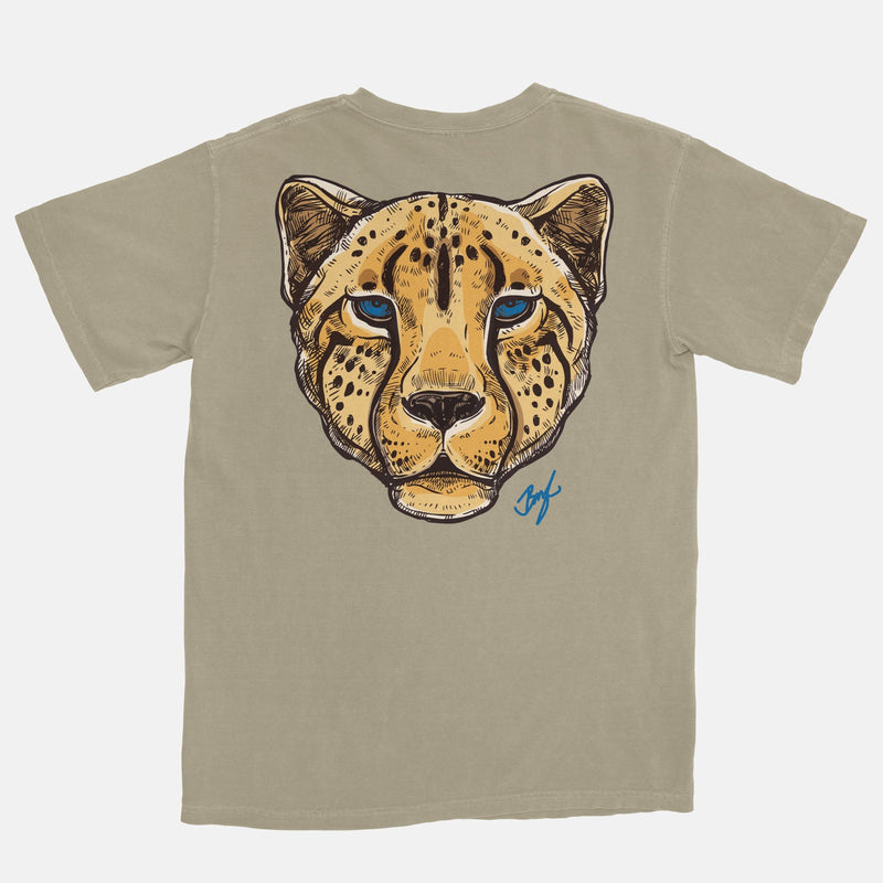 Jordan 3 Varsity Royal Cement Embroidered BMF Leopard Head Pigment Dyed Vintage Wash Heavyweight T-Shirt