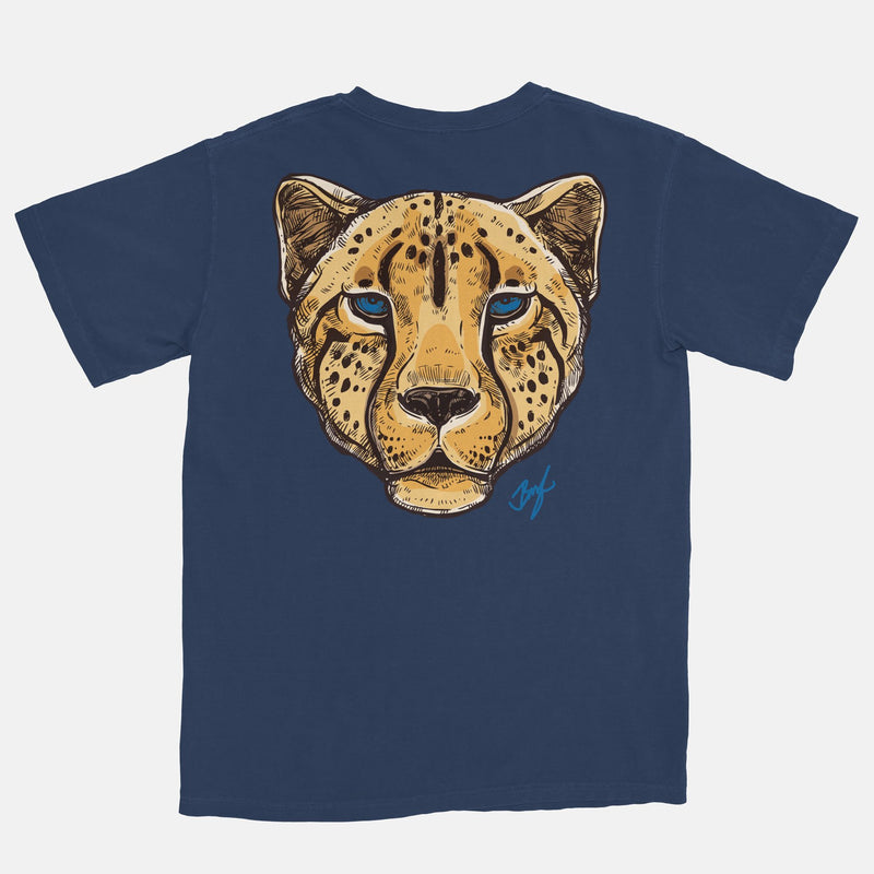 Jordan 3 Varsity Royal Cement Embroidered BMF Leopard Head Vintage Wash Heavyweight T-Shirt