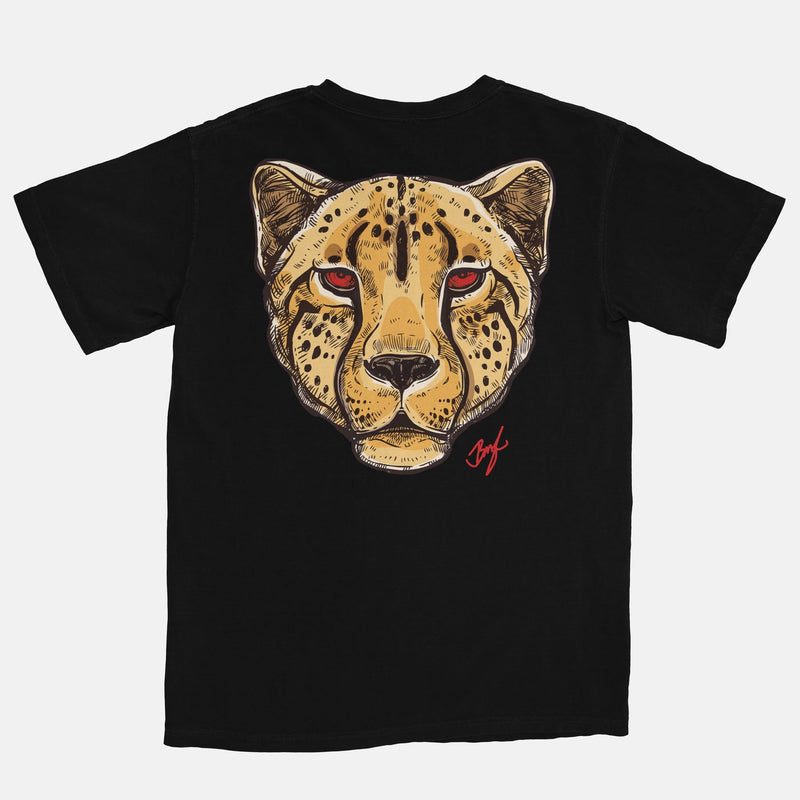 Fire Red Embroidered BMF Leopard Head Vintage Wash Heavyweight T-Shirt