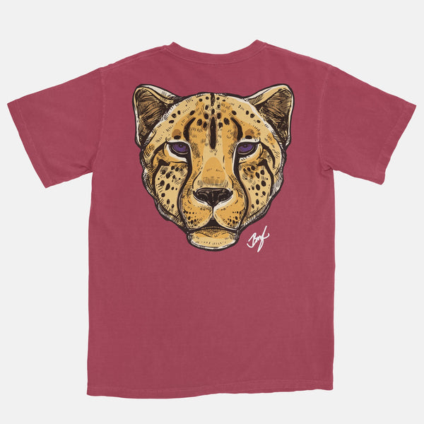 Jordan 13 Purple Embroidered BMF Leopard Head Pigment Dyed Vintage Wash Heavyweight T-Shirt
