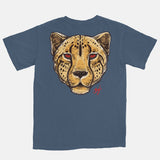 Fire Red Embroidered BMF Leopard Head Pigment Dyed Vintage Wash Heavyweight T-Shirt