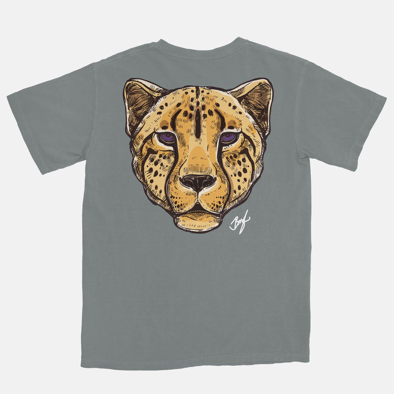 Jordan 13 Purple Embroidered BMF Leopard Head Vintage Wash Heavyweight T-Shirt