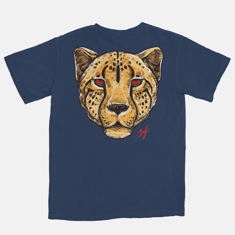 Fire Red Embroidered BMF Leopard Head Vintage Wash Heavyweight T-Shirt
