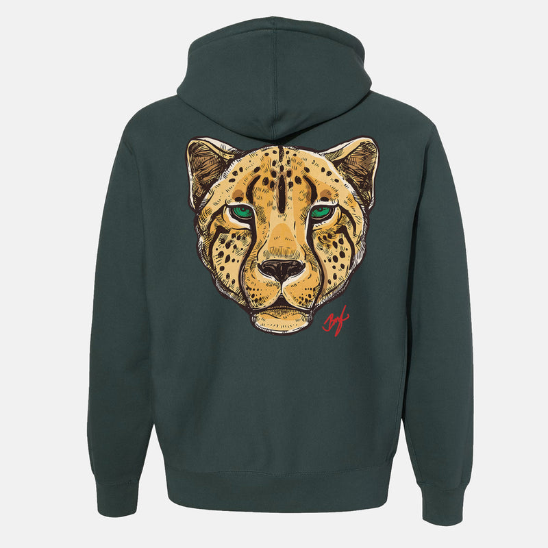 Jordan 1 Lucky Green Red Embroidered BMF Leopard Head Premium 450 gm. Hoodie
