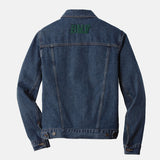 Pine Green Embroidered BMF Smiley Denim Jacket