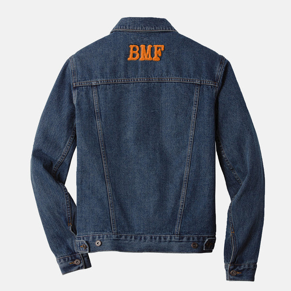 Orange embroidered BMF Bunny denim jacket