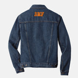 Orange Embroidered BMF Smiley Denim Jacket