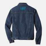 Cyan embroidered BMF Bunny denim jacket
