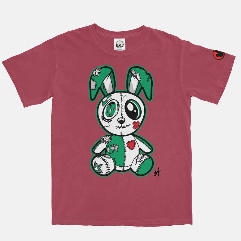 Jordan 1 Lucky Green Red BMF Bunny Pigment Dyed Vintage Wash Heavyweight T-Shirt