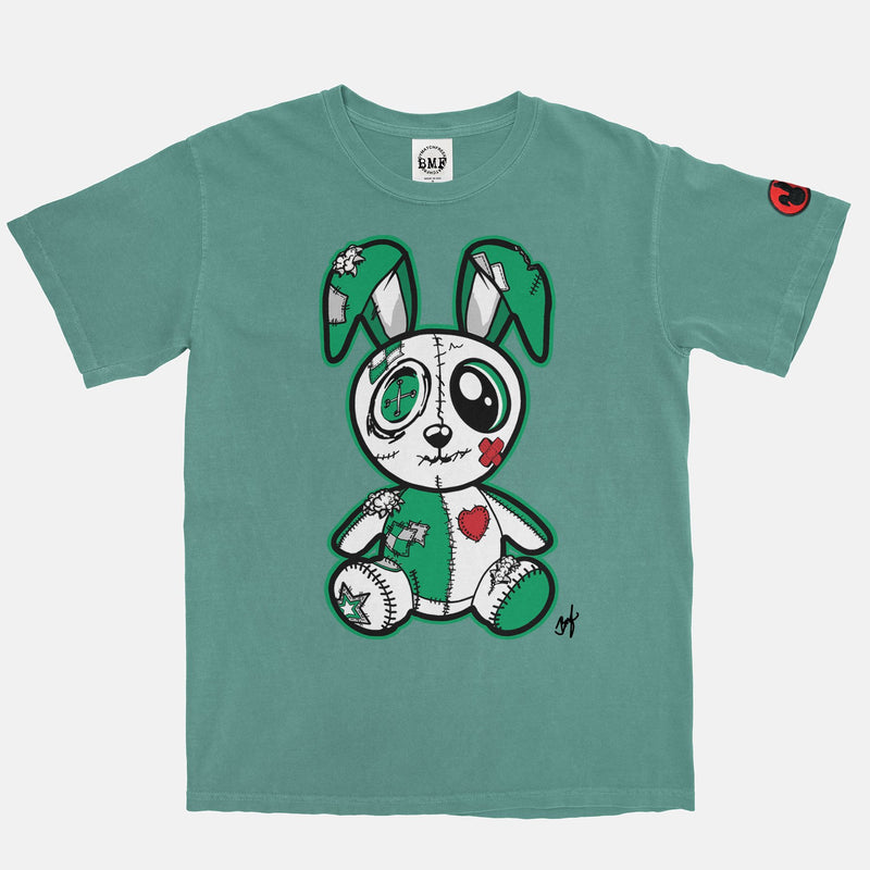 Jordan 1 Lucky Green Red BMF Bunny Pigment Dyed Vintage Wash Heavyweight T-Shirt