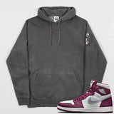 Jordan 1 Bordeaux Embroidered BMF Bunny Pigment Dyed Hoodie