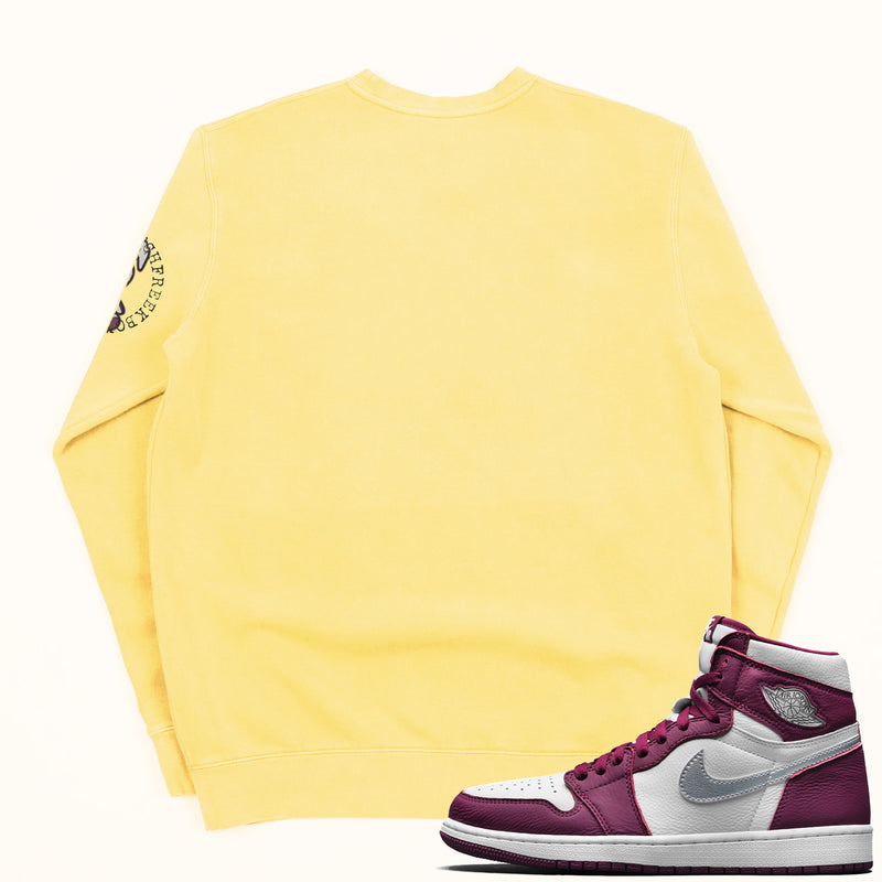 Jordan 1 Bordeaux Embroidered BMF Bunny Pigment Dyed Crew Neck
