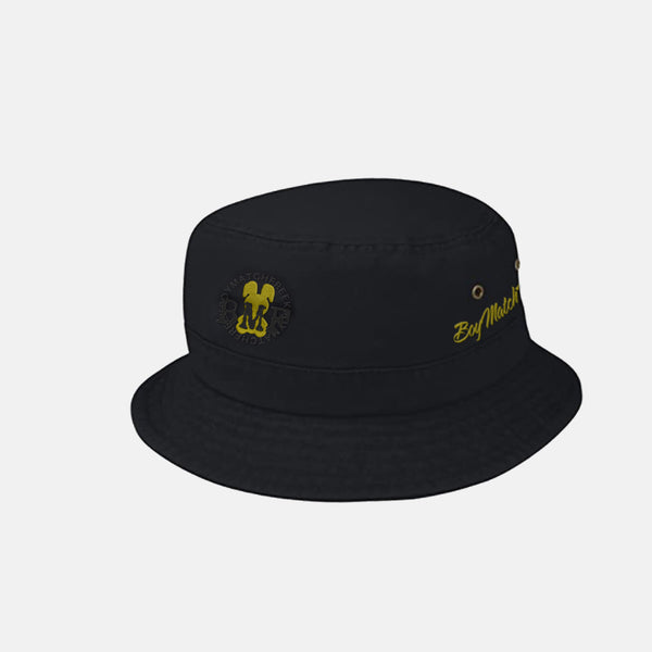 Metallic Gold Embroidered BMF Bunny Bucket Hat