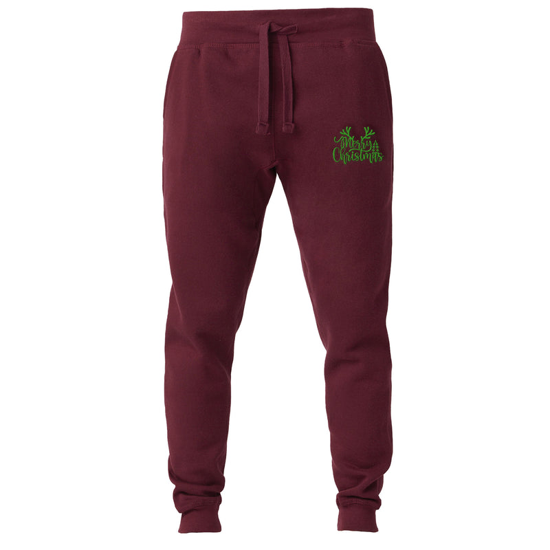 Green Embroidered XMAS Deer Premium Joggers