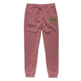 Green Embroidered XMAS Deer Pigment Dyed Joggers