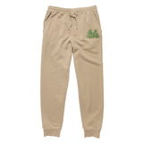 Green Embroidered XMAS Deer Pigment Dyed Joggers