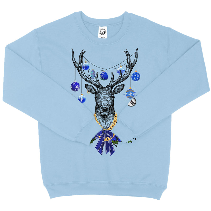 Blue Christmas BMF Deer Unisex Crew Neck