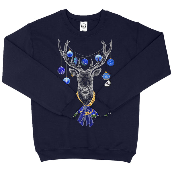 Blue Christmas BMF Deer Youth Unisex Crew Neck