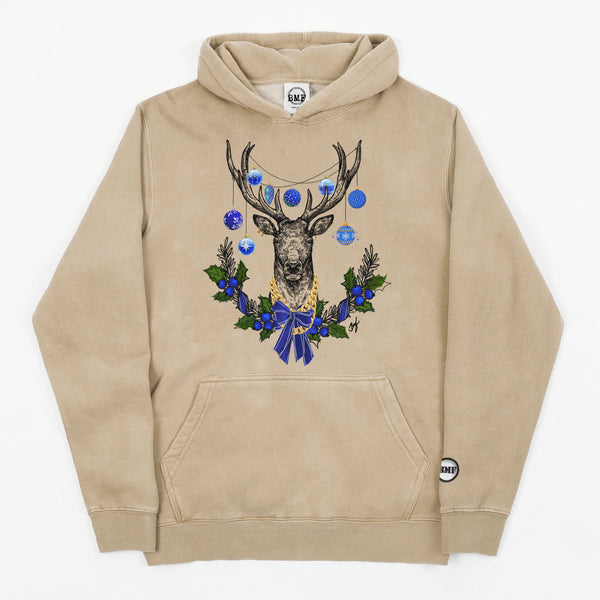 Youth Christmas Blue BMF Deer Pigment Dyed Hoodie