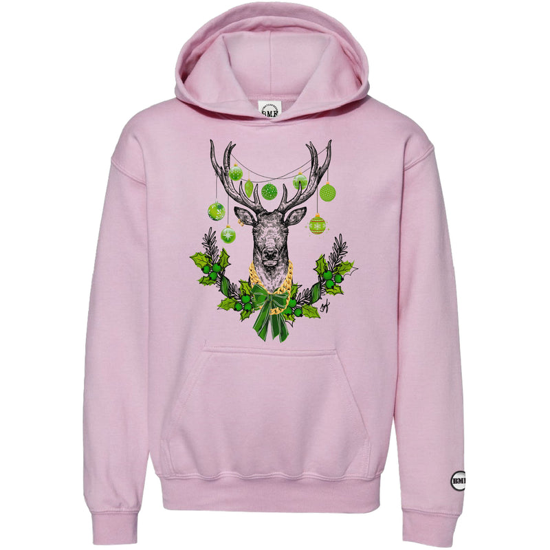 Chlorophyll Christmas BMF Deer Youth Pullover Hoodie
