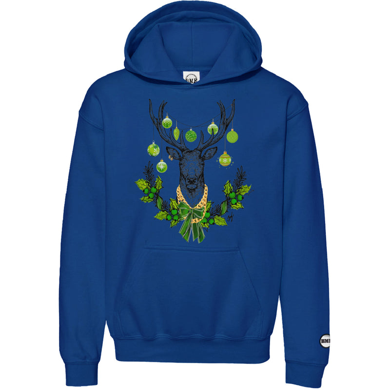 Chlorophyll Christmas BMF Deer Youth Pullover Hoodie