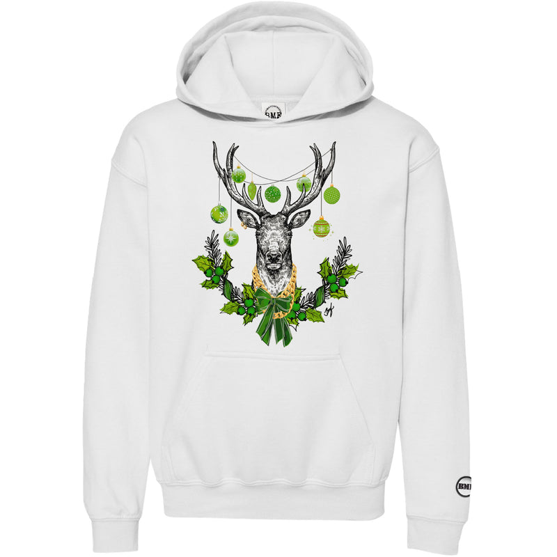 Chlorophyll Christmas BMF Deer Youth Pullover Hoodie