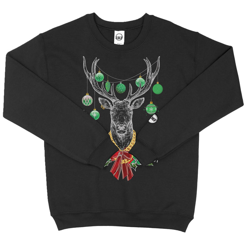 Lucky Green Christmas BMF Deer Youth Unisex Crew Neck