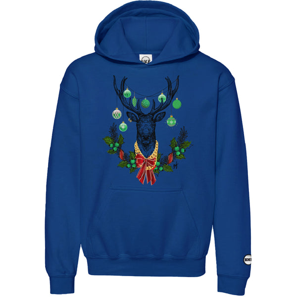 Lucky Green Christmas BMF Deer Youth Pullover Hoodie