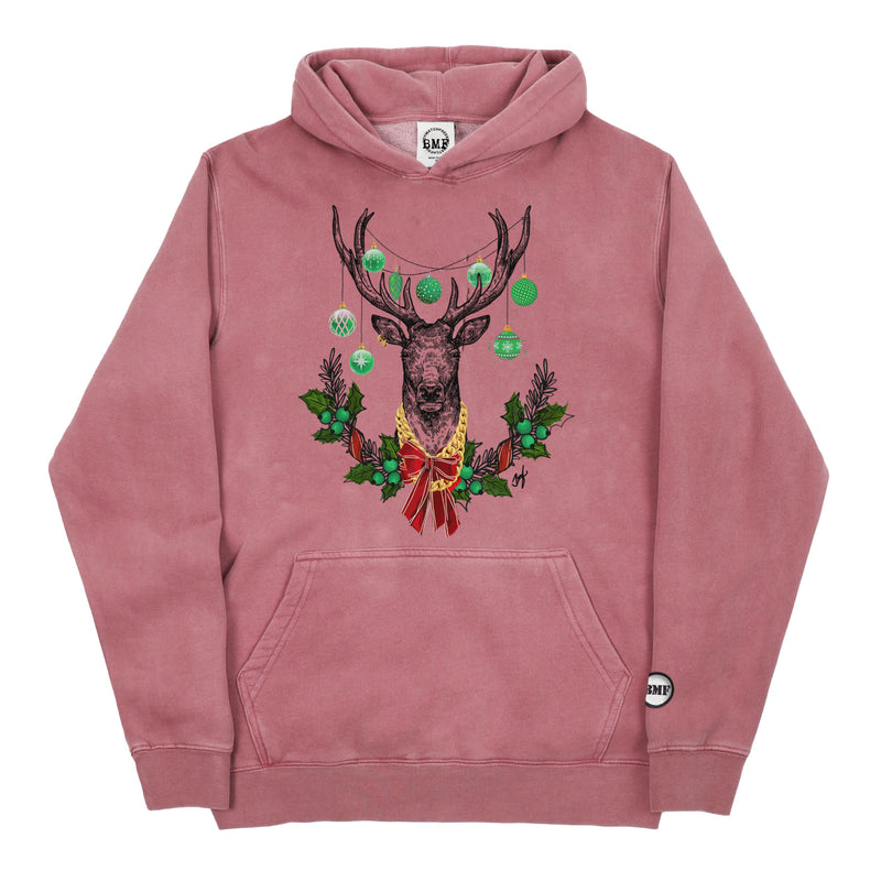 Youth Christmas Lucky Green BMF Deer Pigment Dyed Hoodie