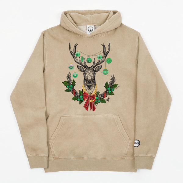 Youth Christmas Lucky Green BMF Deer Pigment Dyed Hoodie