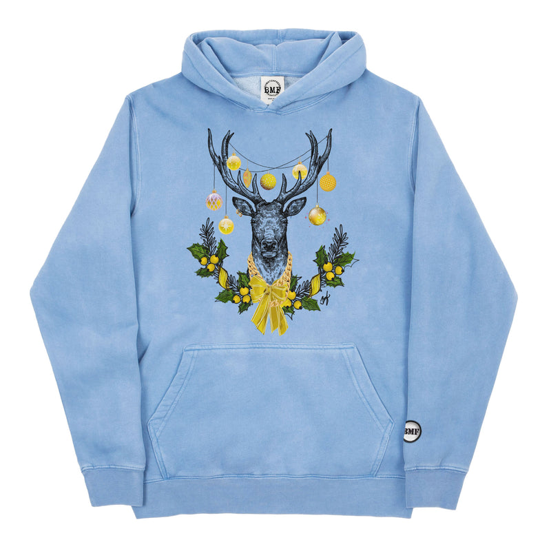 Youth Christmas Yellow BMF Deer Pigment Dyed Hoodie