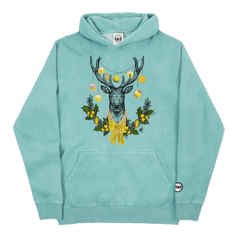 Youth Christmas Yellow BMF Deer Pigment Dyed Hoodie