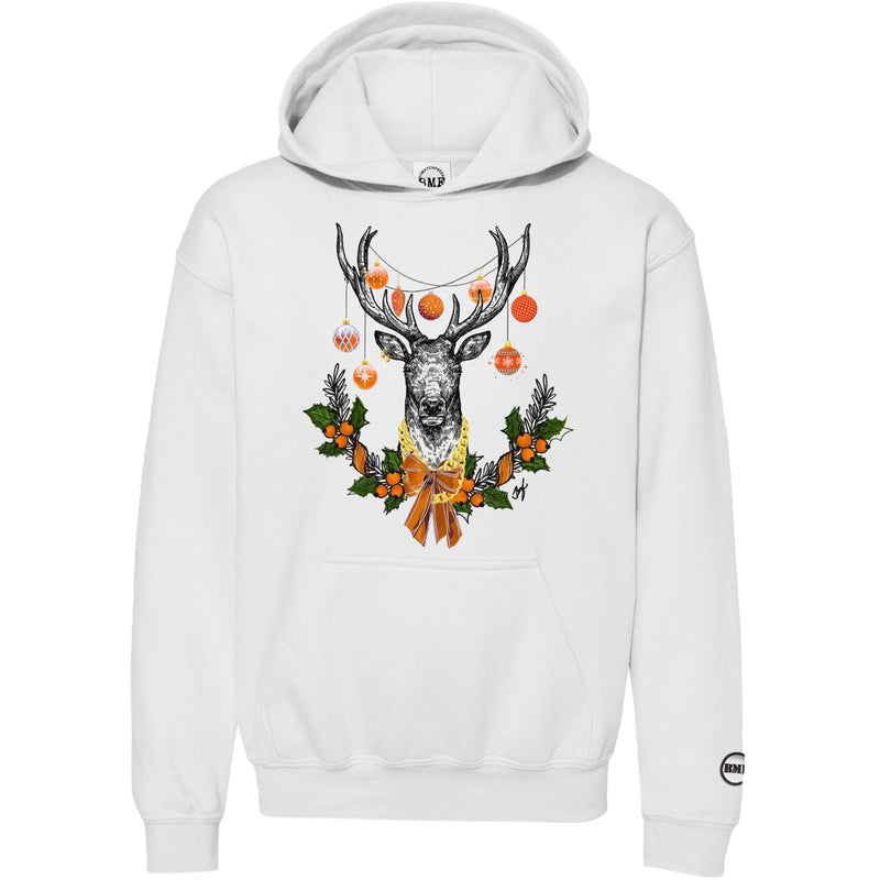 Orange Christmas BMF Deer Youth Pullover Hoodie
