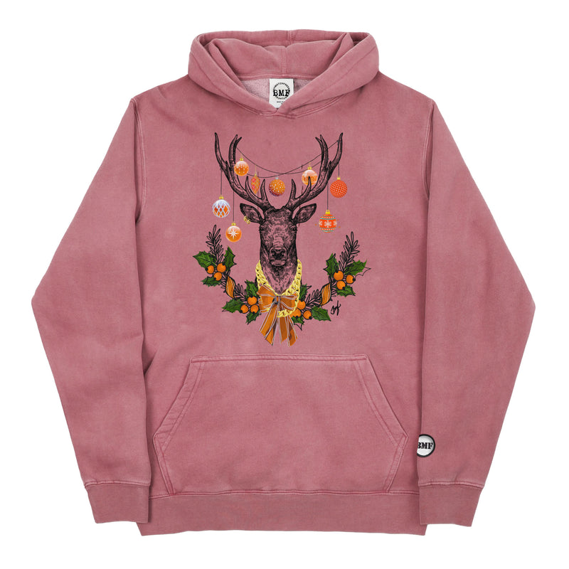 Youth Christmas Orange BMF Deer Pigment Dyed Hoodie