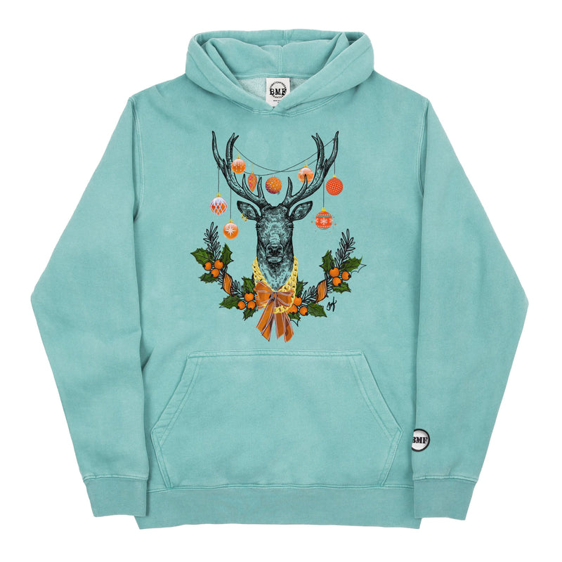 Youth Christmas Orange BMF Deer Pigment Dyed Hoodie