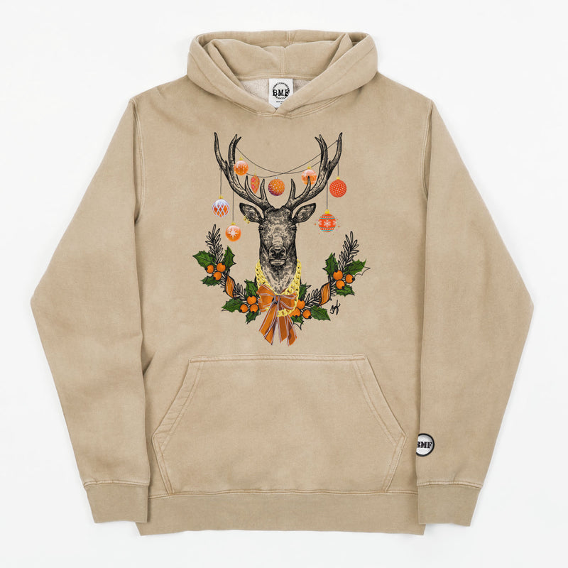 Youth Christmas Orange BMF Deer Pigment Dyed Hoodie