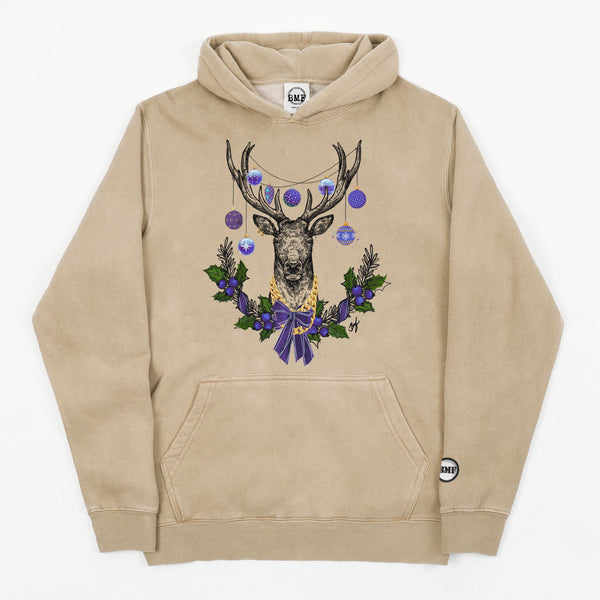 Youth Christmas Purple BMF Deer Pigment Dyed Hoodie