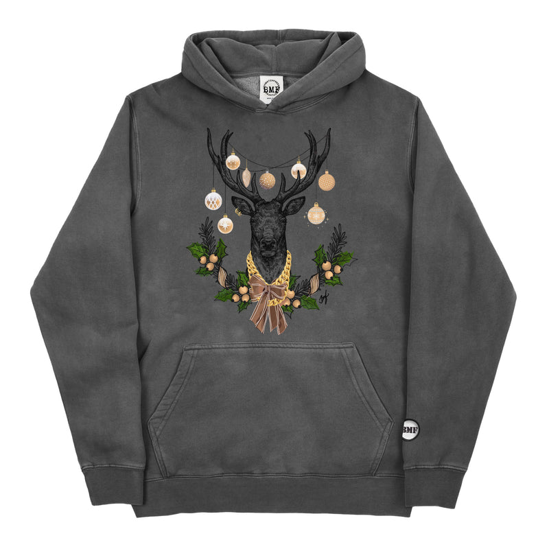 Youth Christmas Shimmer BMF Deer Pigment Dyed Hoodie