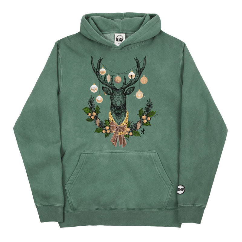 Youth Christmas Shimmer BMF Deer Pigment Dyed Hoodie