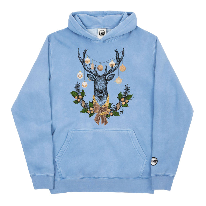 Youth Christmas Shimmer BMF Deer Pigment Dyed Hoodie