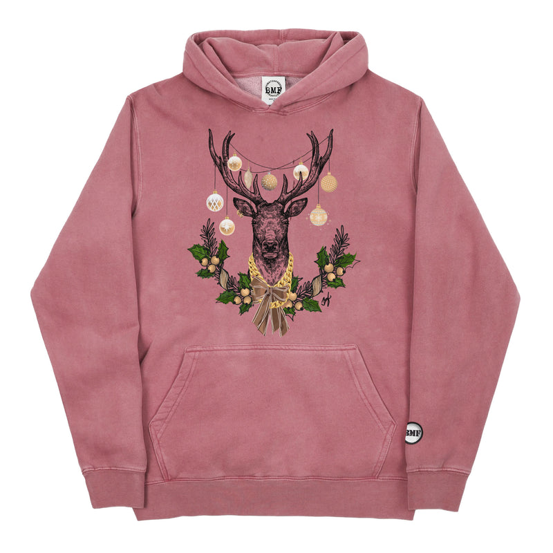 Youth Christmas Shimmer BMF Deer Pigment Dyed Hoodie