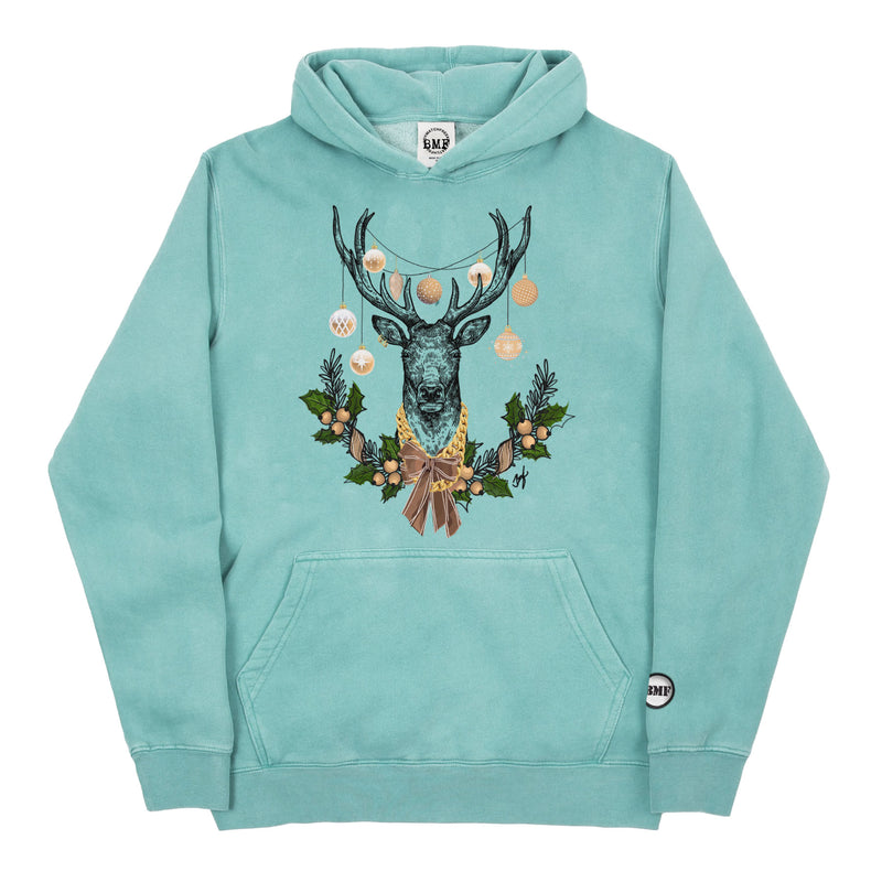 Youth Christmas Shimmer BMF Deer Pigment Dyed Hoodie