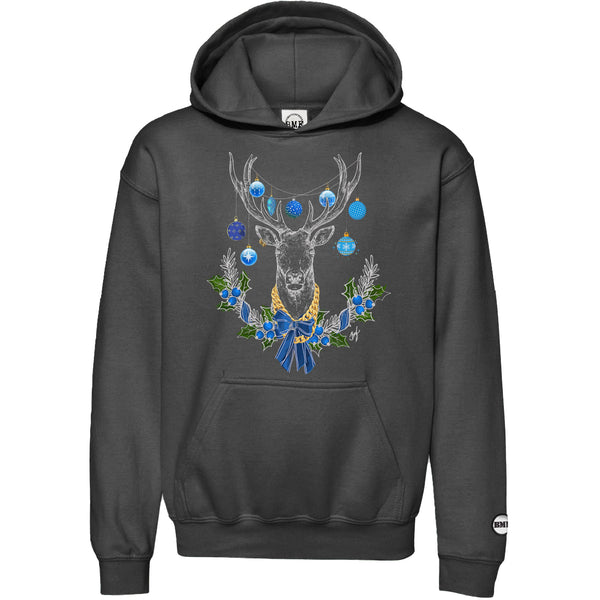 University Blue Christmas BMF Deer Youth Pullover Hoodie