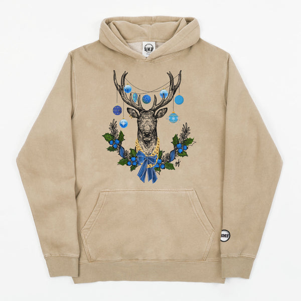 Youth Christmas University Blue BMF Deer Pigment Dyed Hoodie